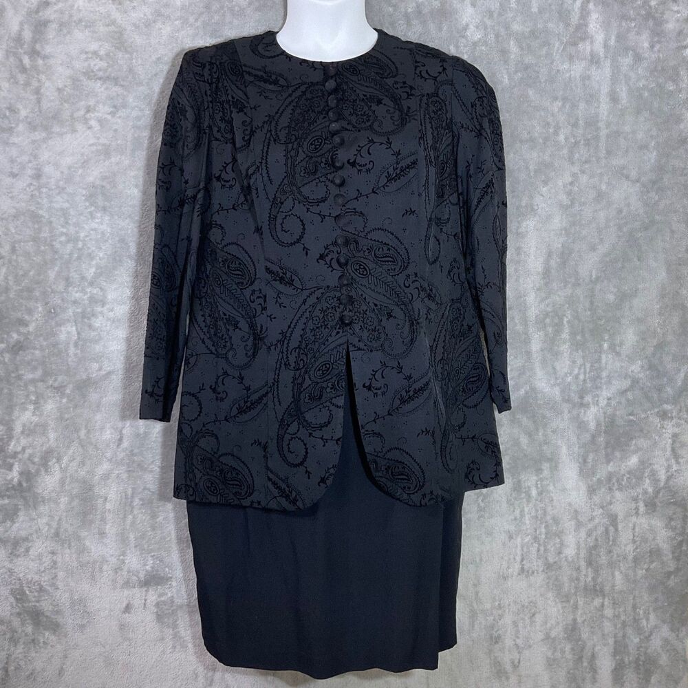 Lois Snyder Dani Max Petite women 14 embroidered Suit Dress 1 pc. cocktail USA